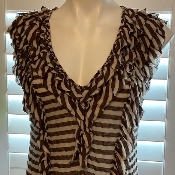 Leifsdottir Brown and White Striped Mini Dress - Picture 2 of 9